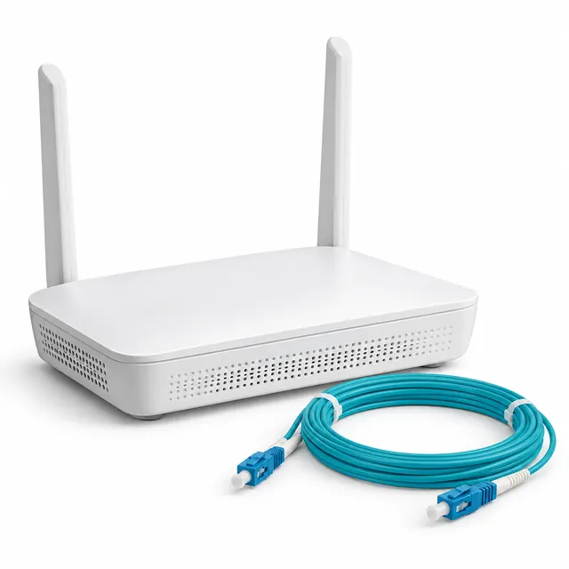 Un router con il cavo della fibra